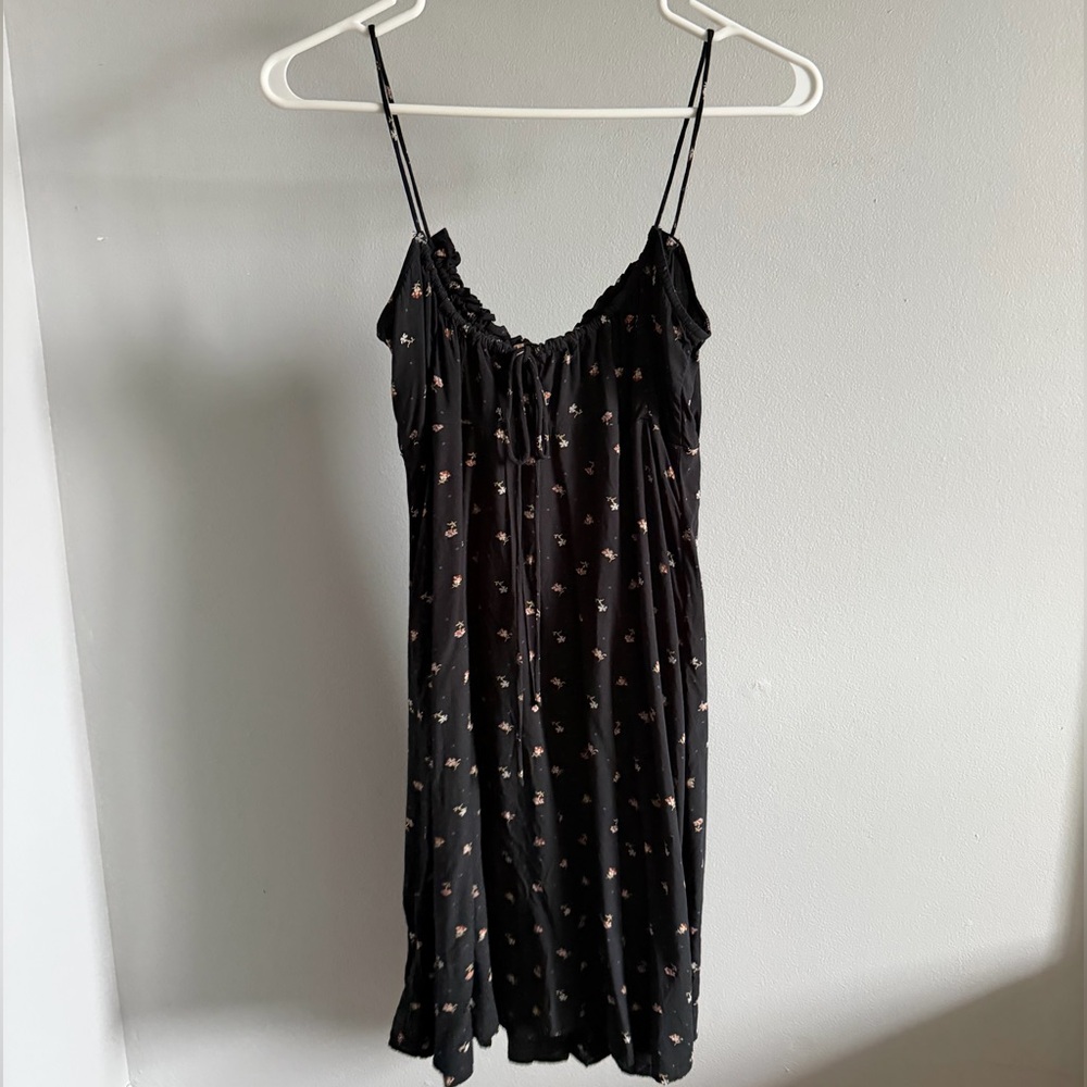 Madewell Black Floral Midi Dress